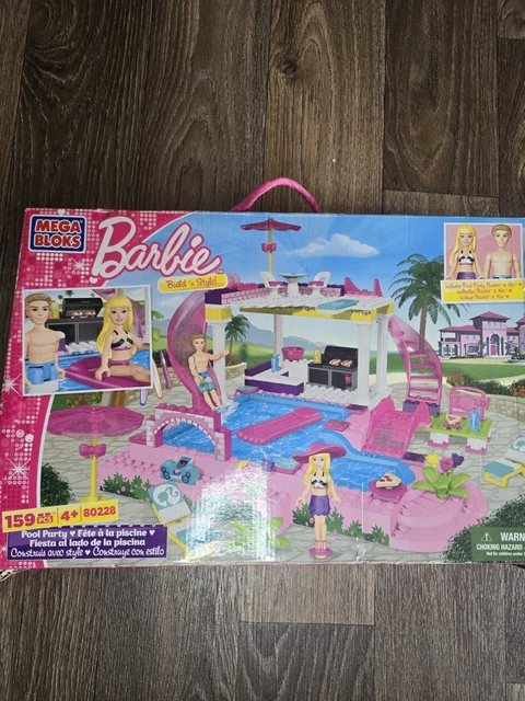 Mega Bloks Barbie Pool Party with Barbie Doll and Ken Doll Life in a Dream House