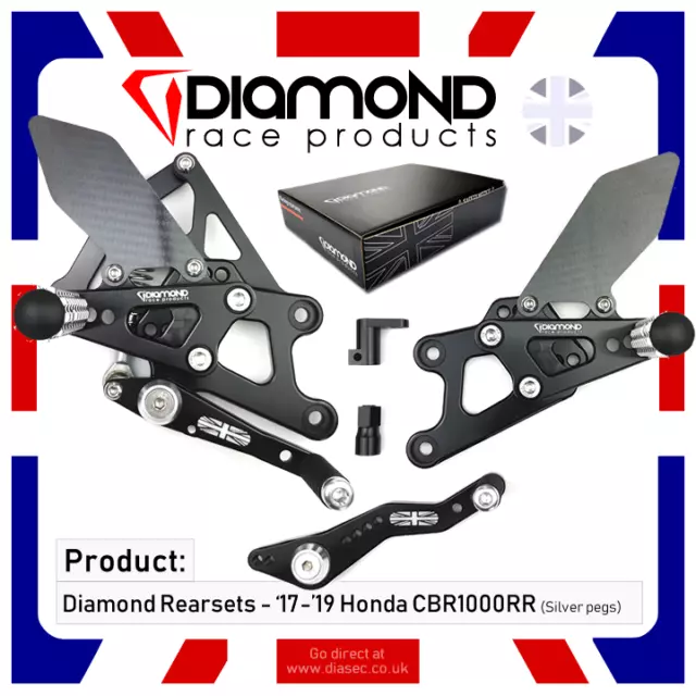 DIAMOND RACE PRODUCTS - HONDA CBR1000RR 2019 '19 KIT DE REPOSAPIÉS TRASERO (negro/slv)