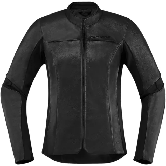 Icon Overlord Damen Motorrad Leder-Jacke für Frauen Women schwarz Größe XL