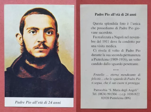Santino Holy Card: Padre Pio all'età di 24 anni - giovane sacerdote