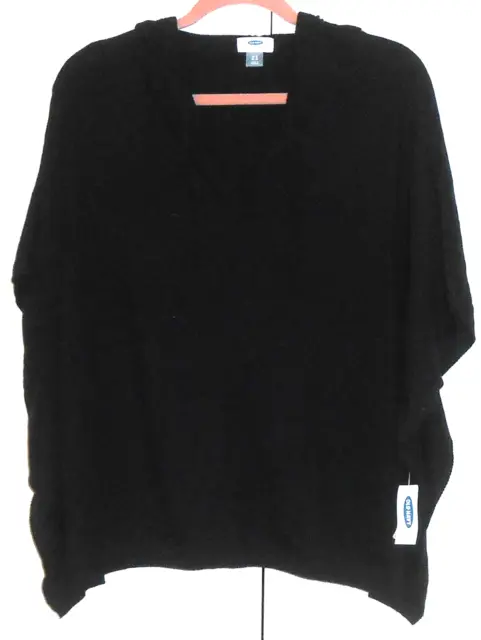 Women's Old Navy Black Boxy Sweater Hoodie/Drawstring Ties - Size Medium/Large