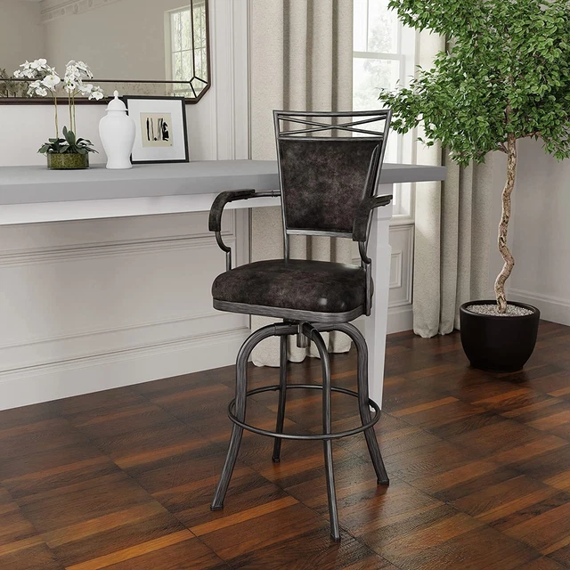 Hillsdale Furniture Bridgetown Metal Bar Height Swivel Stool Pewter