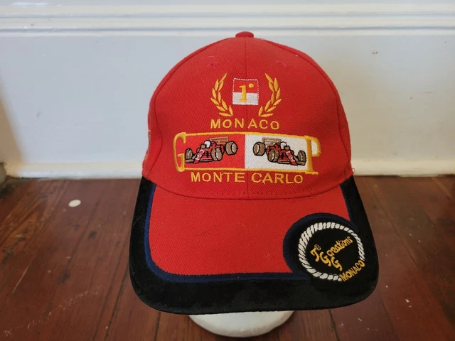 Monaco Monte Carlo Hat Cap Strap Back Red Grand Prix Racing Embroidered