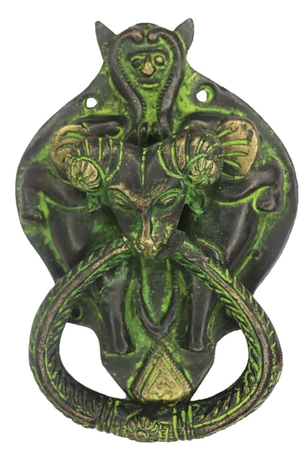 Elephant Sheep & Bat Engraved Antique Vintage Style Handmade Brass Door Knocker
