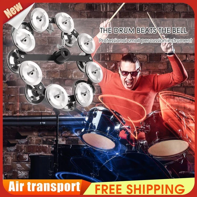 Drum Cymbals Hi Hat Tambourine Bells with Row Jingles Percussion Instrument *Z