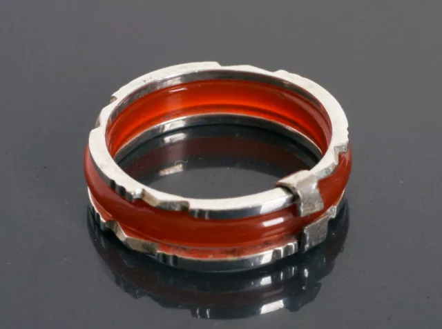 Beautiful Silver & Agate Tuareg Touareg Engraved Ring - African Jewellery