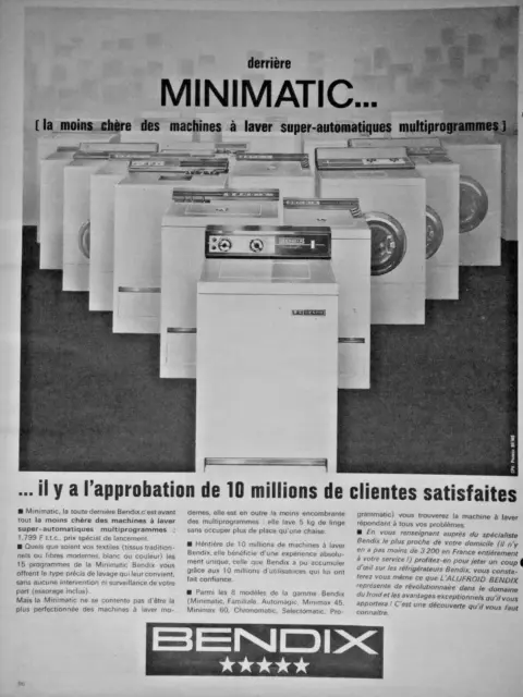 Publicité De Presse 1965 Bendix Minimatic Machines A Laver Super-Automatique