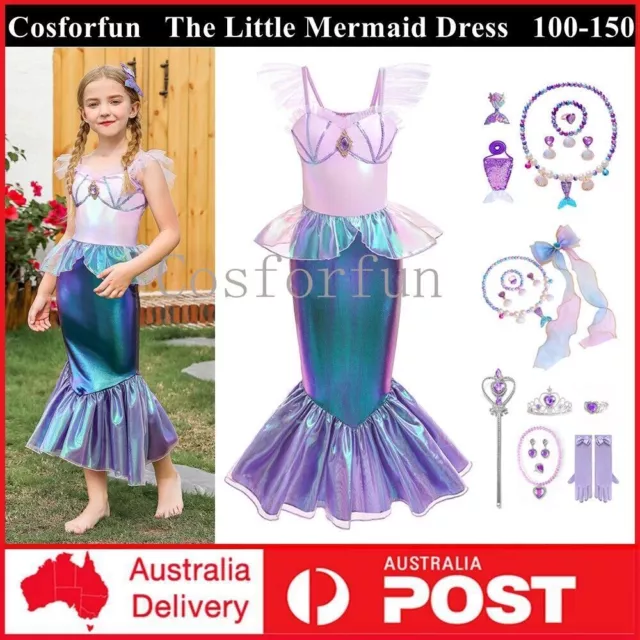Kids Girls Little Mermaid Costume Cosplay Dress Ariel Princess Dress Book Week