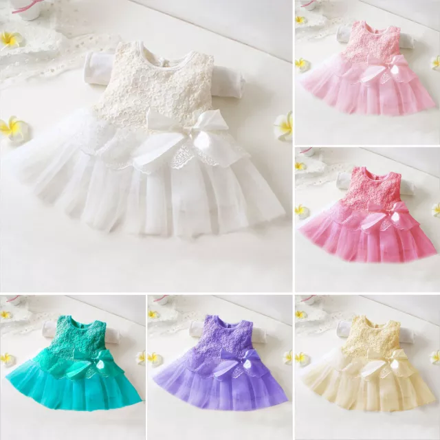 Newborn Kids Baby Girls Dress Flower 1st Birthday Party Wedding Princess Dresses 2