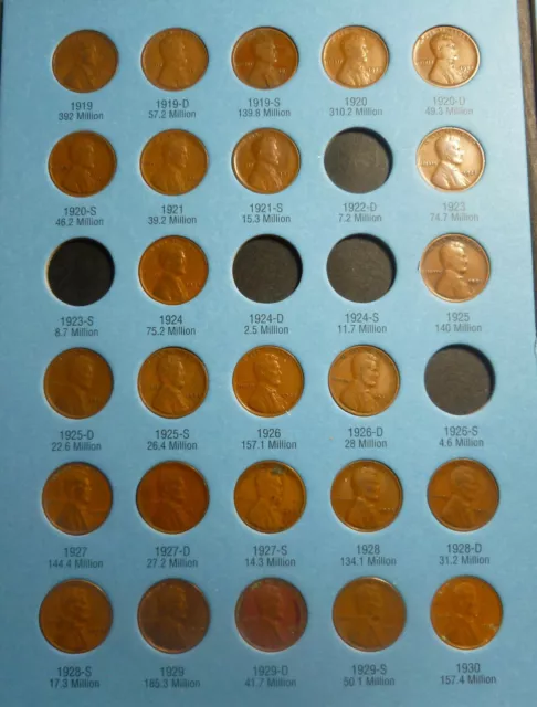 1909-1940 Lincoln Cent 25 coin set  Page 2 Whitman Number 1 With Vintage Folder
