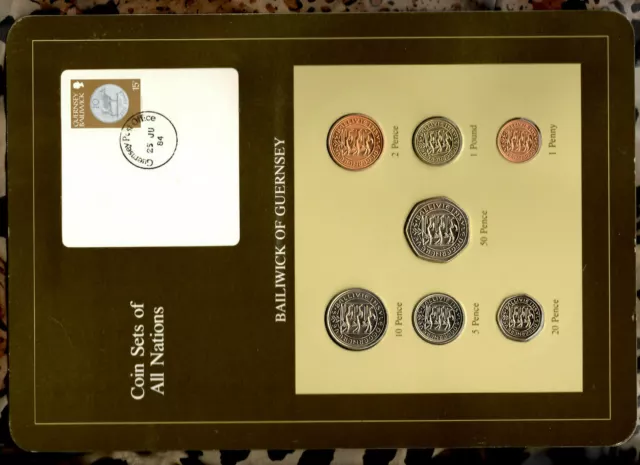 Coin Sets of All Nations Guernsey Brown 1979-1983 UNC £1 1981 Lily 25JU84