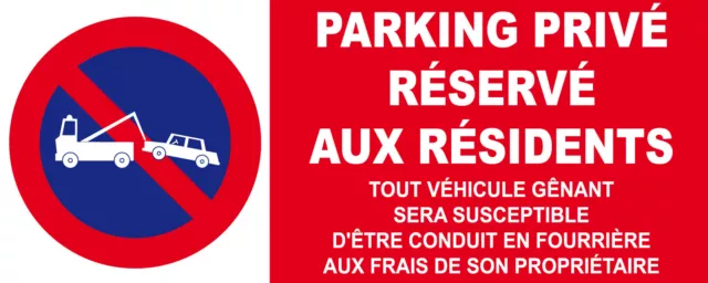 Plaque stationnement réservé aux résidents