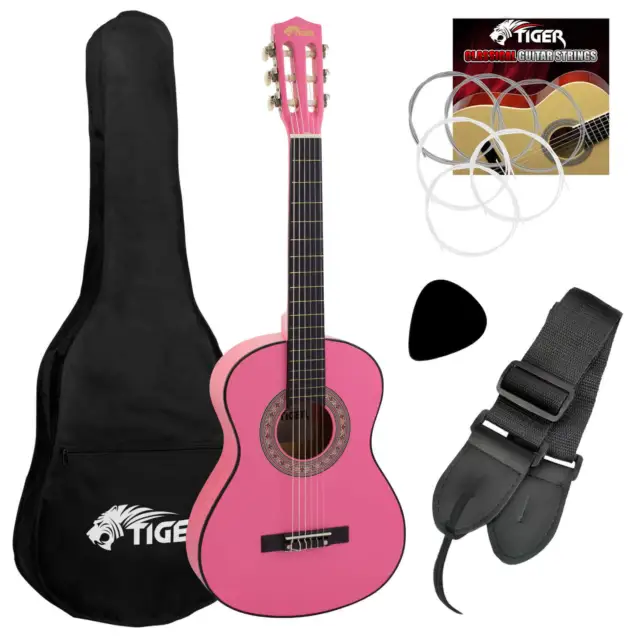 Tiger  1/4 Size Classical Guitar Pack - Pink with 6 Months FREE Lessons