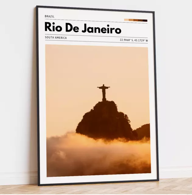 Rio De Janeiro Travel Poster Christ The Redeemer Brazil Art Print