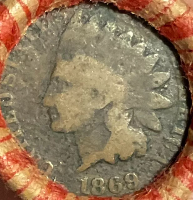 Crimped & Sealed Wheat Pennies roll capped with key 1869 Indian Head Cent #78