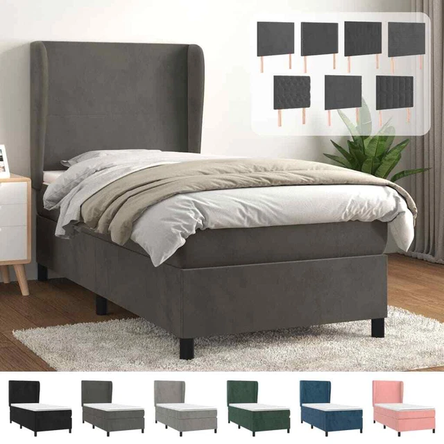 Cama box spring con colchón terciopelo gris claro 100x200 cm vidaXL