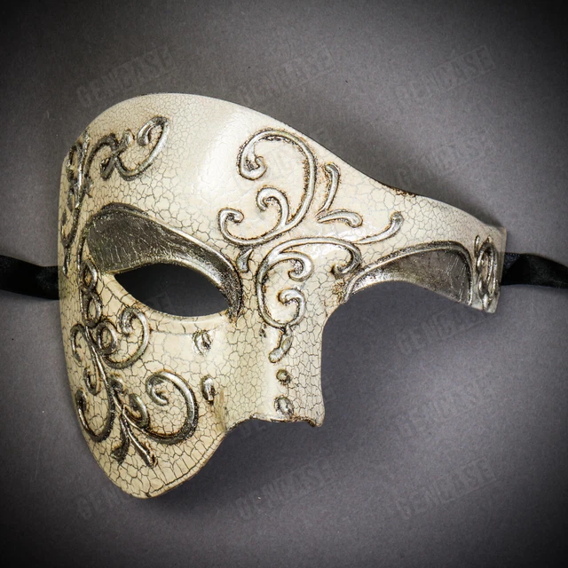 Venetian Phantom GOLD Checker Men Masquerade Ball Party Classic Full Face  Mask