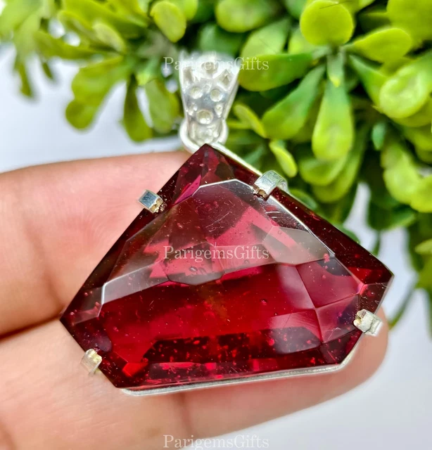 Pendentif Topaze Bleue Carrée 70+ Carats - Argent Allemand, Création Lab, Pierre Oeil Propre