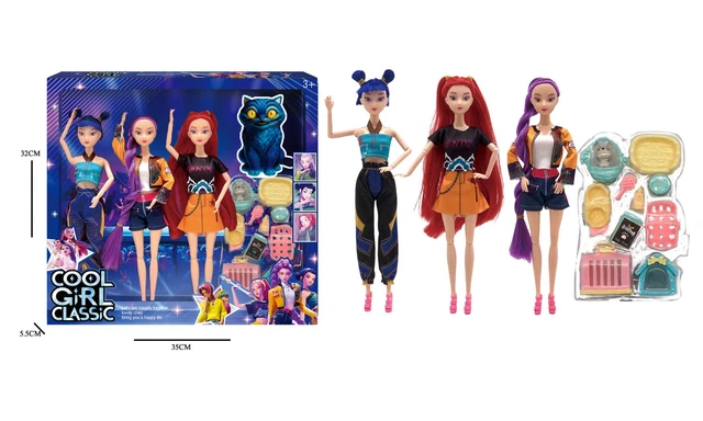 3-Piece Kpop Devil Hunters Doll Set - Zoey, Mira, Rumi - 12.6 Inch Collectible Figure With Music & Light - Perfect Christmas Gift