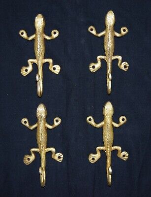Lizard Figurine Hook Set of 4 Brass Victorian Style Clothe Towel Wall Hook MG08