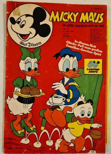 Micky Maus Comic Heft Nr.15 mit GS+SB+Beilage Glücks-Paß 1973  (070)