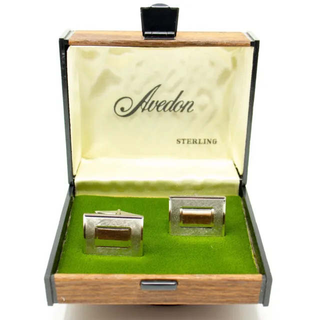 1950s Harvey Avedon Sterling 925 Silver Rectangular Cufflinks Mid-Century Modern