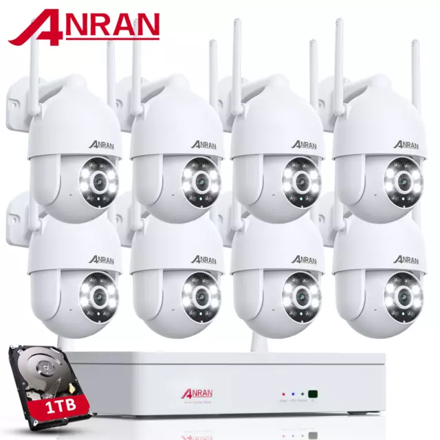 ANRAN Wireless 8CH NVR 1296P PTZ Security Camera System Outdoor CCTV Full Color