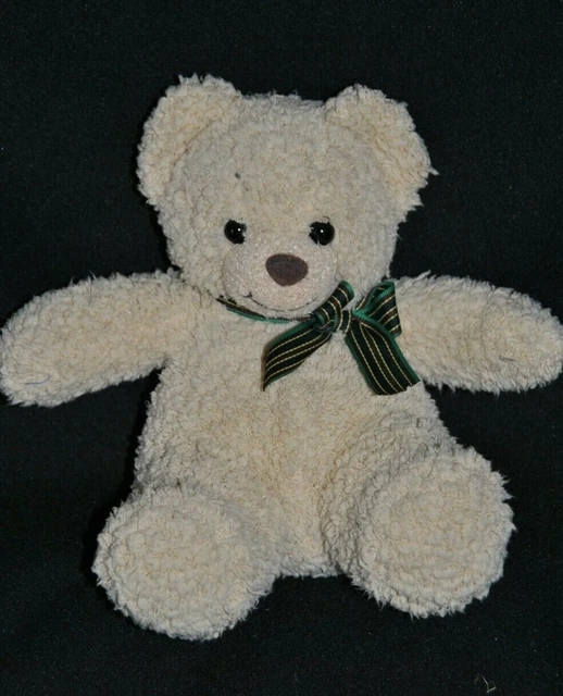 Peluche Doudou Ours Beige NICOTOY Simba Toys Kiabi Bouclé Noeud Rayé Vert 20 Cm
