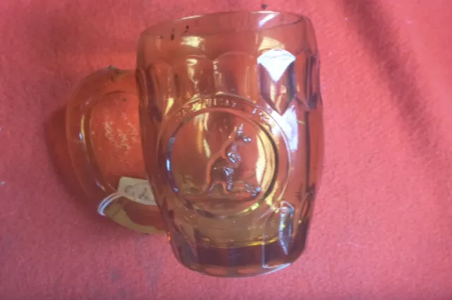 1949 Amber Glass Crown Crystal  Mug King George Vi Queen Elizabeth Royal Visit