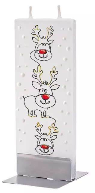 Flatyz Handmade Twin Wick Thin Flat Candle - Tres renos bebés
