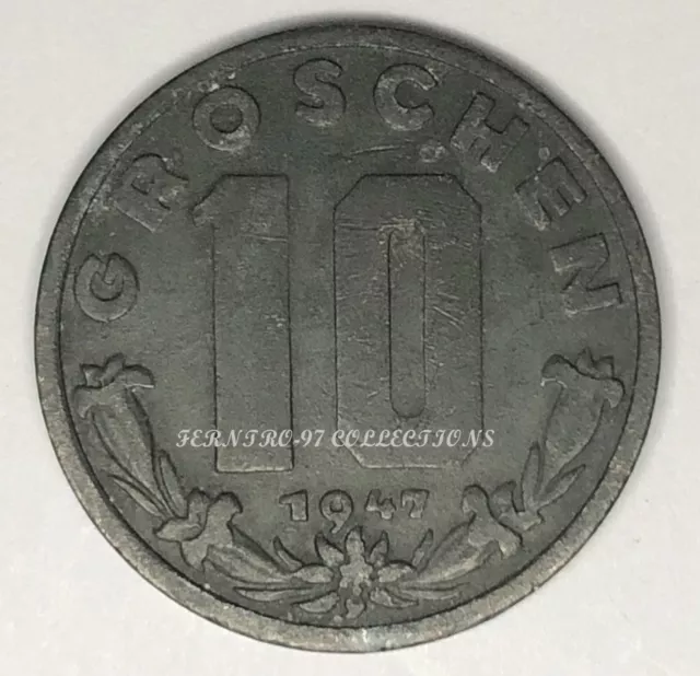 1947-1949 Austria 10 Groschen, Low Mintage, EXCELLENT CIRCULATED  COIN #058