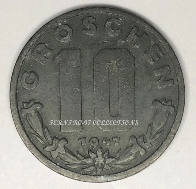 1947-1949 Austria 10 Groschen, Zinc, KM:2875, Low Mintage EXCELLENT CIRC COIN