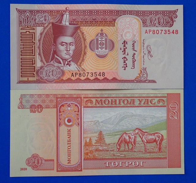 Mongolia 2020 UNC 20 tugrik banknote