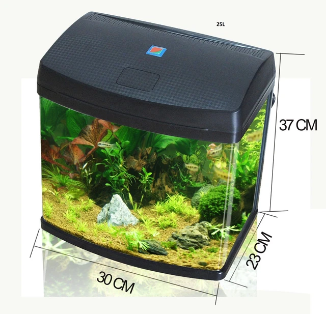 25L Aquarium Fish Glass Tank Fresh Water LED Light Filter Black BXA30