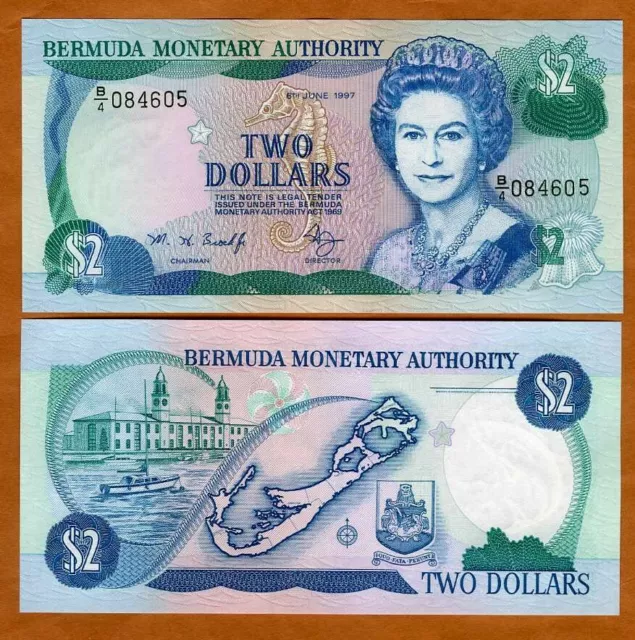 Bermuda, $2, 1997, QEII, P-40Ab, UNC