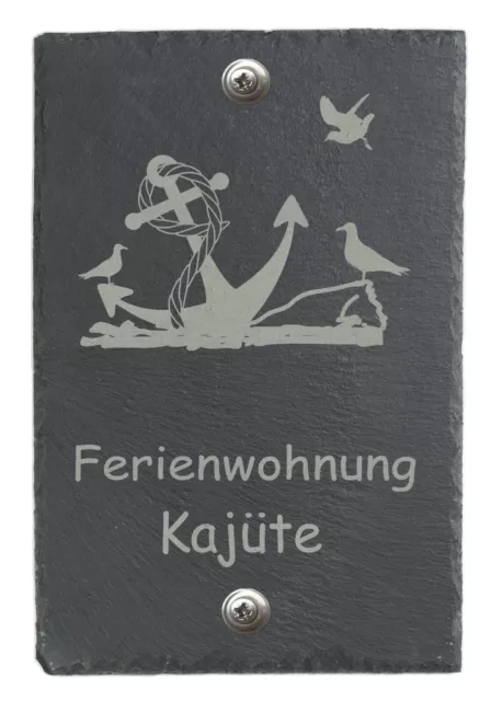 Türschild Namensschild Klingelschild groß mit Wunsch-Namen aus Schiefer BK Anker