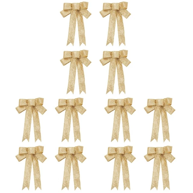 12 Pcs Christmas Bows Gifts Wreath Décoration De Fête De Noël Cadeaux De Noël Dé