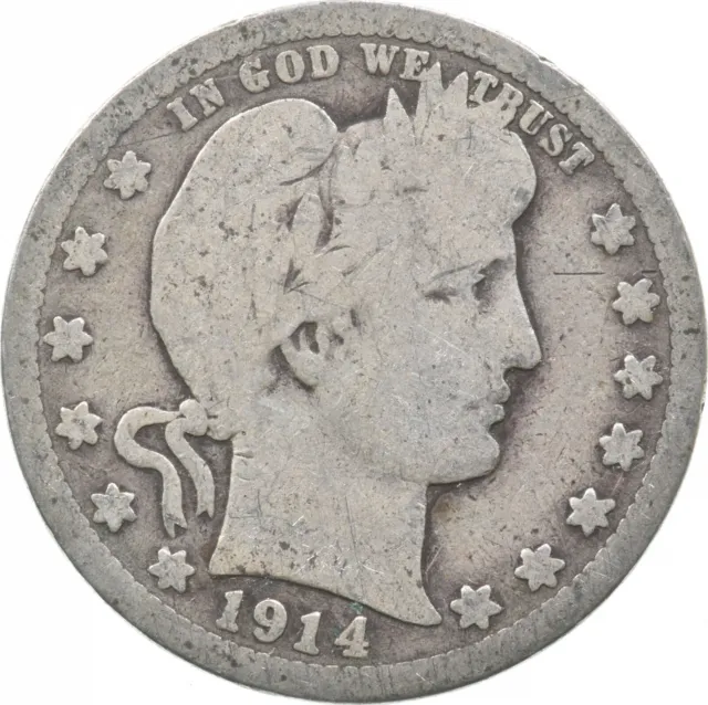 Razor Sharp - 1914 Barber Liberty Quarter 90% Silver *395