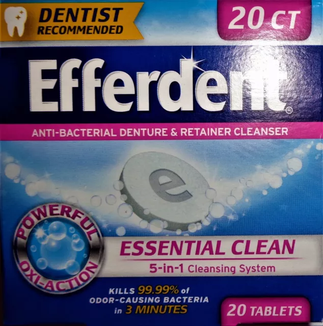 Efferdent Anti-Bacterial Denture Cleanser Lot of 1, 2, 3 & 6 (20 Tablets) Ea. *