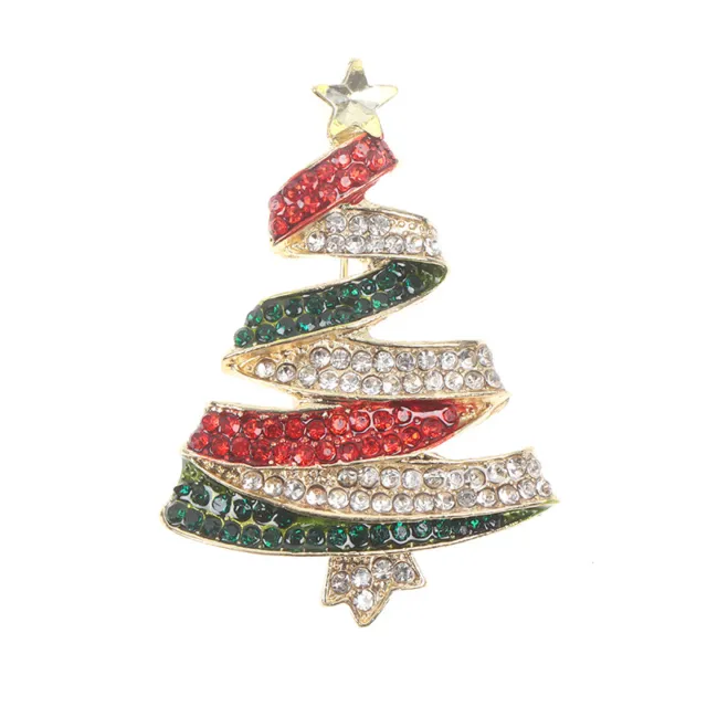 Rhinestone Christmas Tree Brooches Women Beauty Classic New Year Brooch Pin G-wf