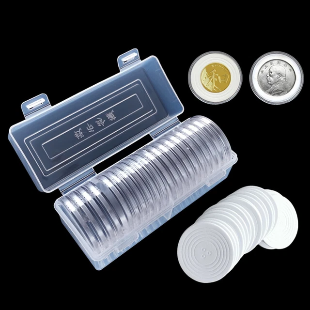 20 Pcs 46mm Coins Capsules Plastic Holder Container Storage Box Case Organizer