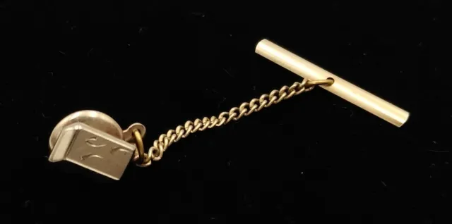 Vintage~~Swank~~Gold Tone Tie Tack Pin  Chain and Bar