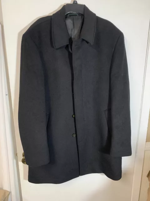 Lauren Ralph Lauren Mens Black Wool Blend Warm P Coat Size 48 Long