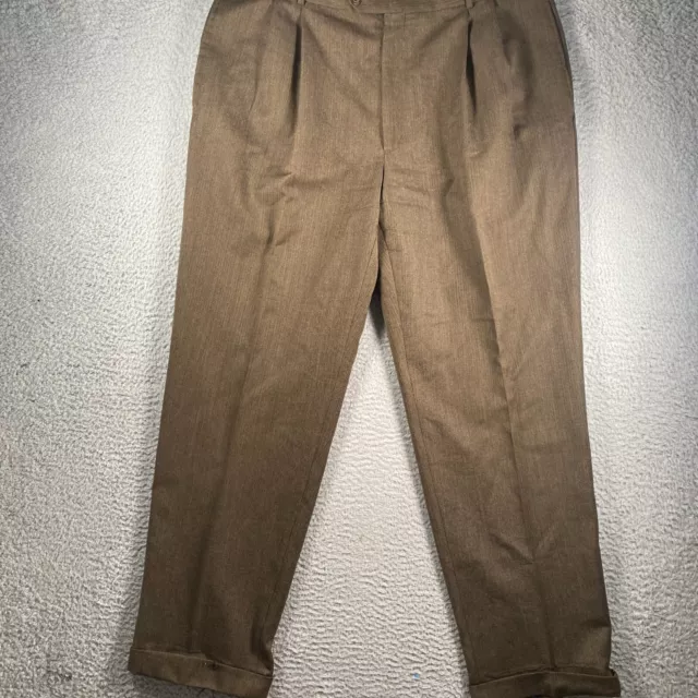 Saks Fifth Avenue Pants Mens 32x32 Wool Cashmere Blend Brown Pleated Business