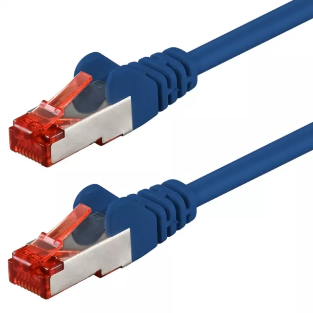 Netzwerkkabel Cat.6 blau 2m S/FTP PiMF 250MHz DSL LAN Patch-Kabel 1:1
