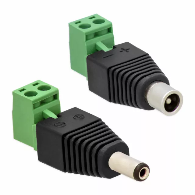 DC Stecker + DC Buchse Adapter >Terminal Block 2 Pin Schraubklemmen Steckbar Set