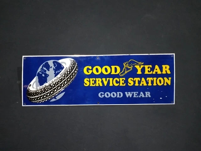 Porcelain Goodyear Service Station Enamel Metal Sign Size 36" x 12" Inches