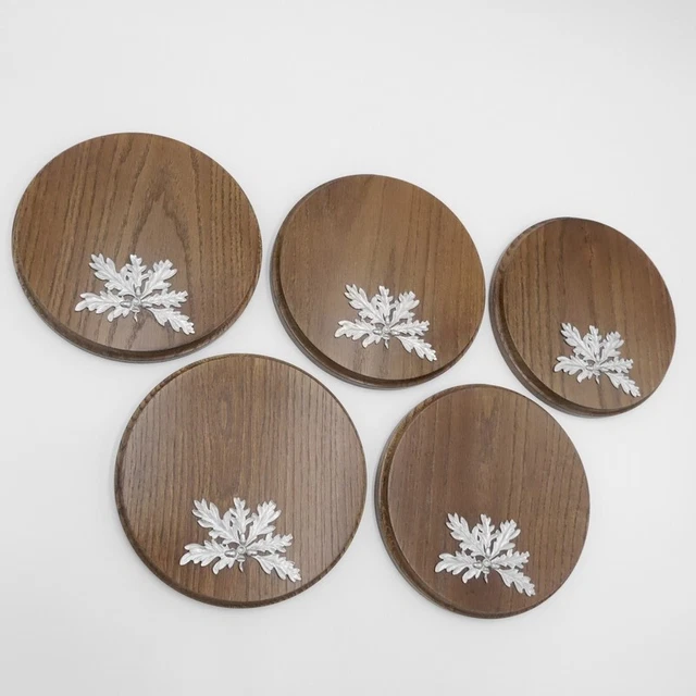5x Placa de Jabalí Tablero Keiler Redondo Braun Af 17cm 5 Hoja Roble Portada 6 3