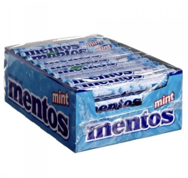 40 x MENTOS MINT ROLLS CHEWY DRAGEES FRESH BREATH CHEWS BLUE BULK LOLLIES 3