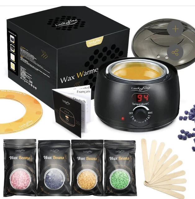 Kit de cera calentador eléctrico profesional regulador de temperatura pantalla LCD negra NUEVO